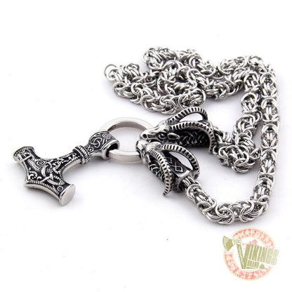 HANDMADE Tanngrisnir and Tanngnjóstr - Odin Goats Massive Chain Necklace - VikingsBrand