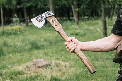 Handmade Viking Axe "Blithe Knútr" With Leather Case