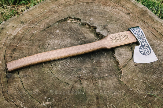 Handmade Viking Axe "Blithe Knútr" With Leather Case