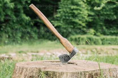 Handmade Viking Axe "Blithe Knútr" With Leather Case