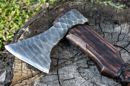 Handmade Viking Axe "Veles" With Leather Wrap On The Handle And Wooden Box