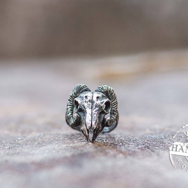HANDMADE Viking Ram Skull Ring - VikingsBrand