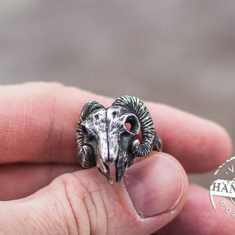 HANDMADE Viking Ram Skull Ring - VikingsBrand