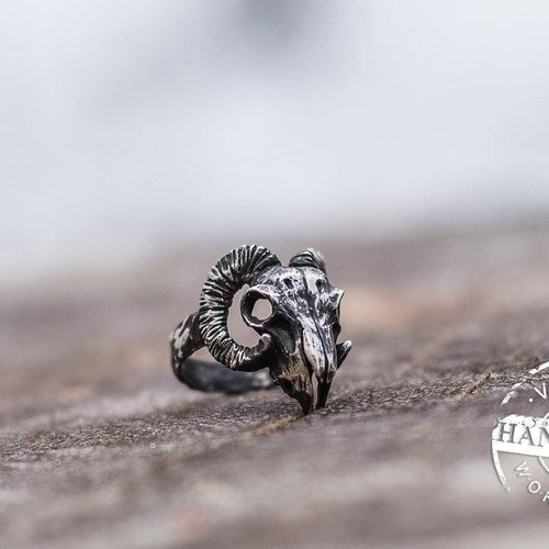 Handmade Viking ram skull ring