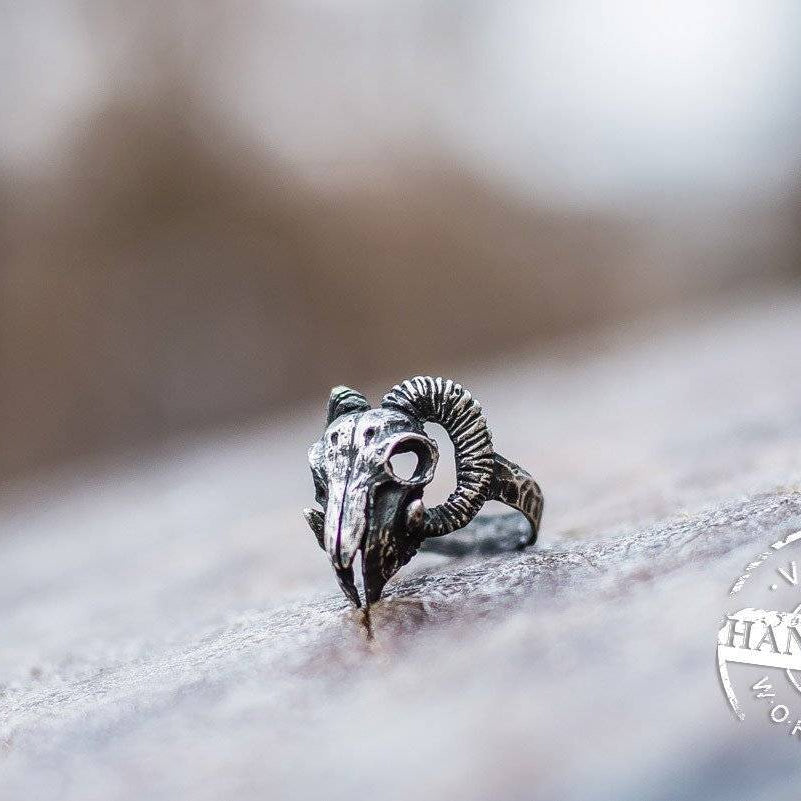 HANDMADE Viking Ram Skull Ring - VikingsBrand