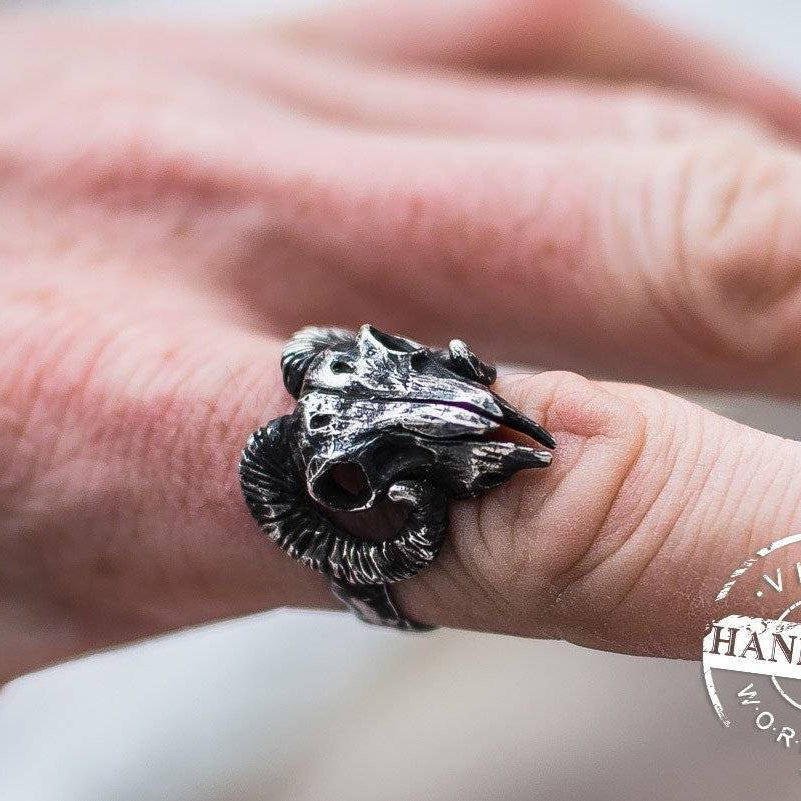HANDMADE Viking Ram Skull Ring - VikingsBrand