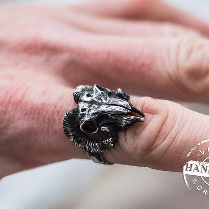 HANDMADE Viking Ram Skull Ring - VikingsBrand