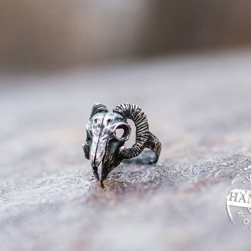 HANDMADE Viking Ram Skull Ring - VikingsBrand