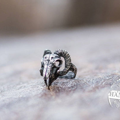 HANDMADE Viking Ram Skull Ring - VikingsBrand