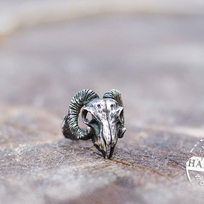 HANDMADE Viking Ram Skull Ring - VikingsBrand