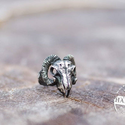 HANDMADE Viking Ram Skull Ring - VikingsBrand