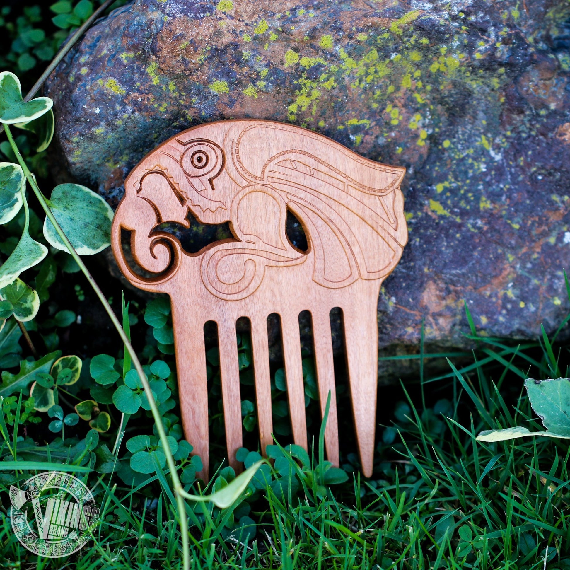 Handmade Wooden Viking Raven Beard Comb - VikingsBrand