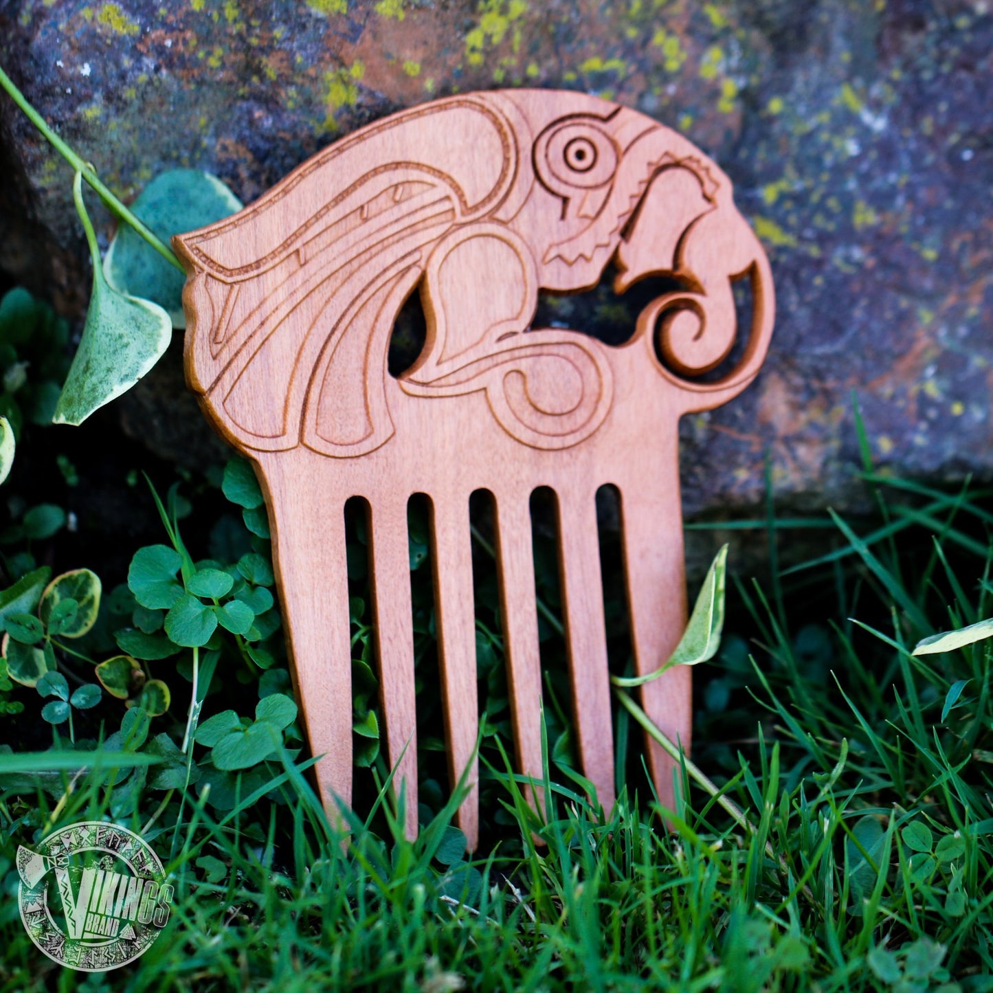 Handmade Wooden Viking Raven Beard Comb - VikingsBrand