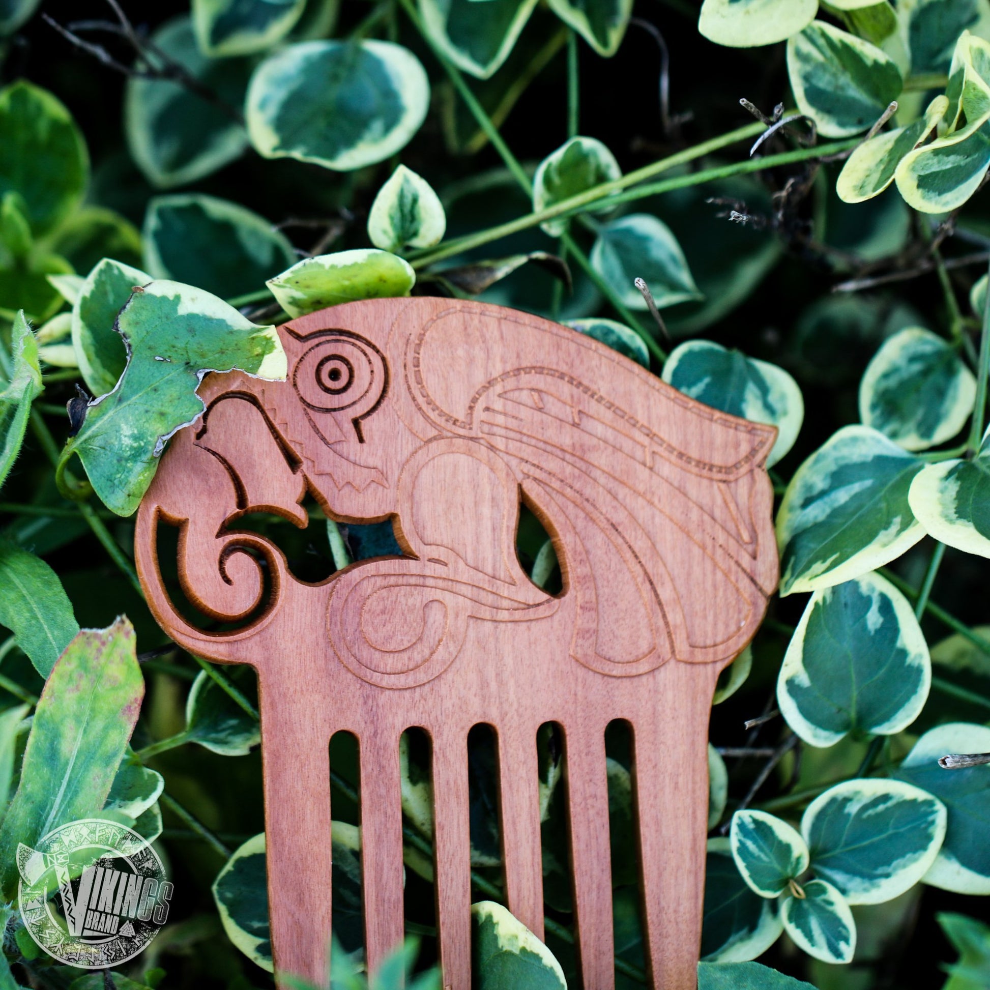 Handmade Wooden Viking Raven Beard Comb - VikingsBrand