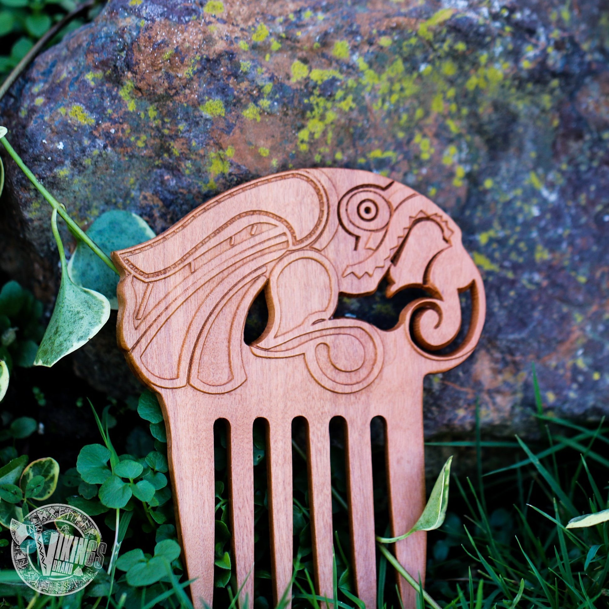Handmade Wooden Viking Raven Beard Comb - VikingsBrand