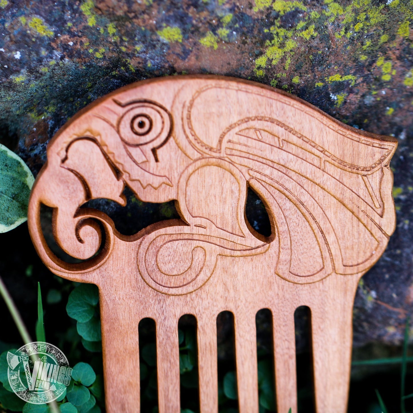 Handmade Wooden Viking Raven Beard Comb - VikingsBrand