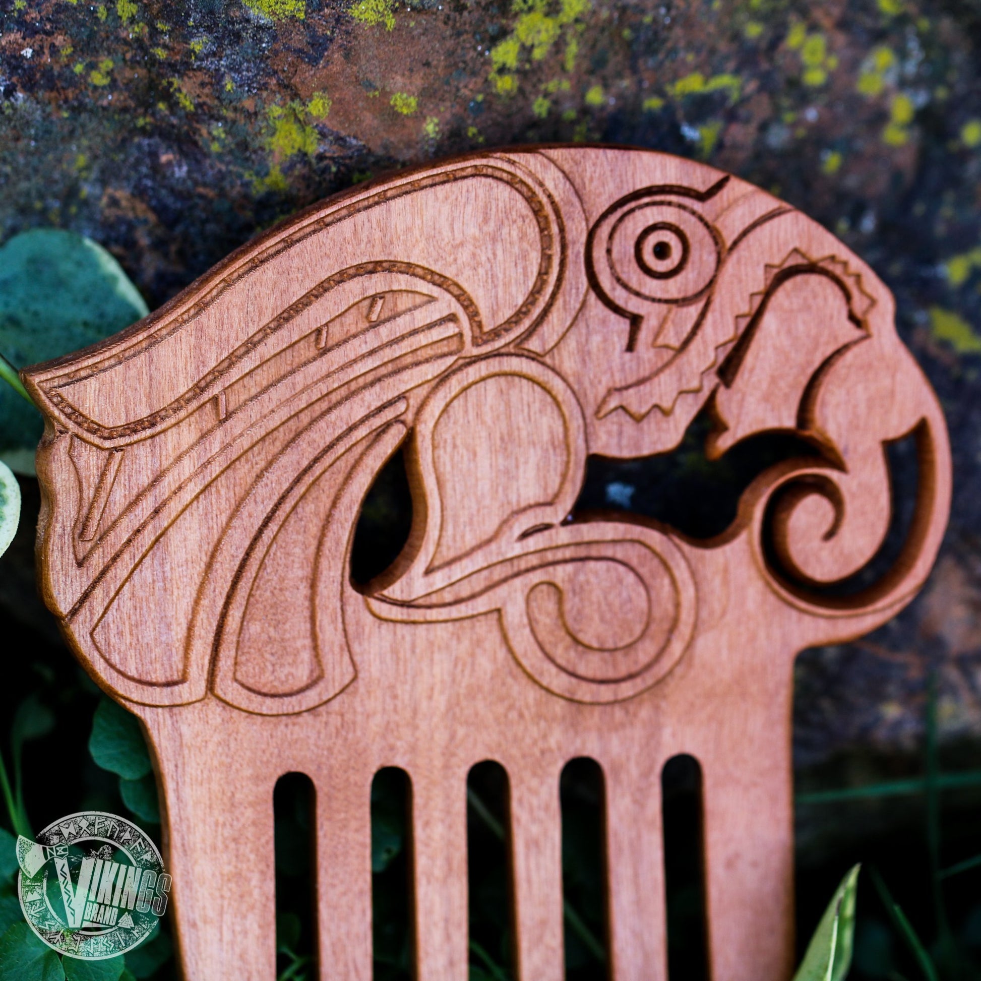 Handmade Wooden Viking Raven Beard Comb - VikingsBrand