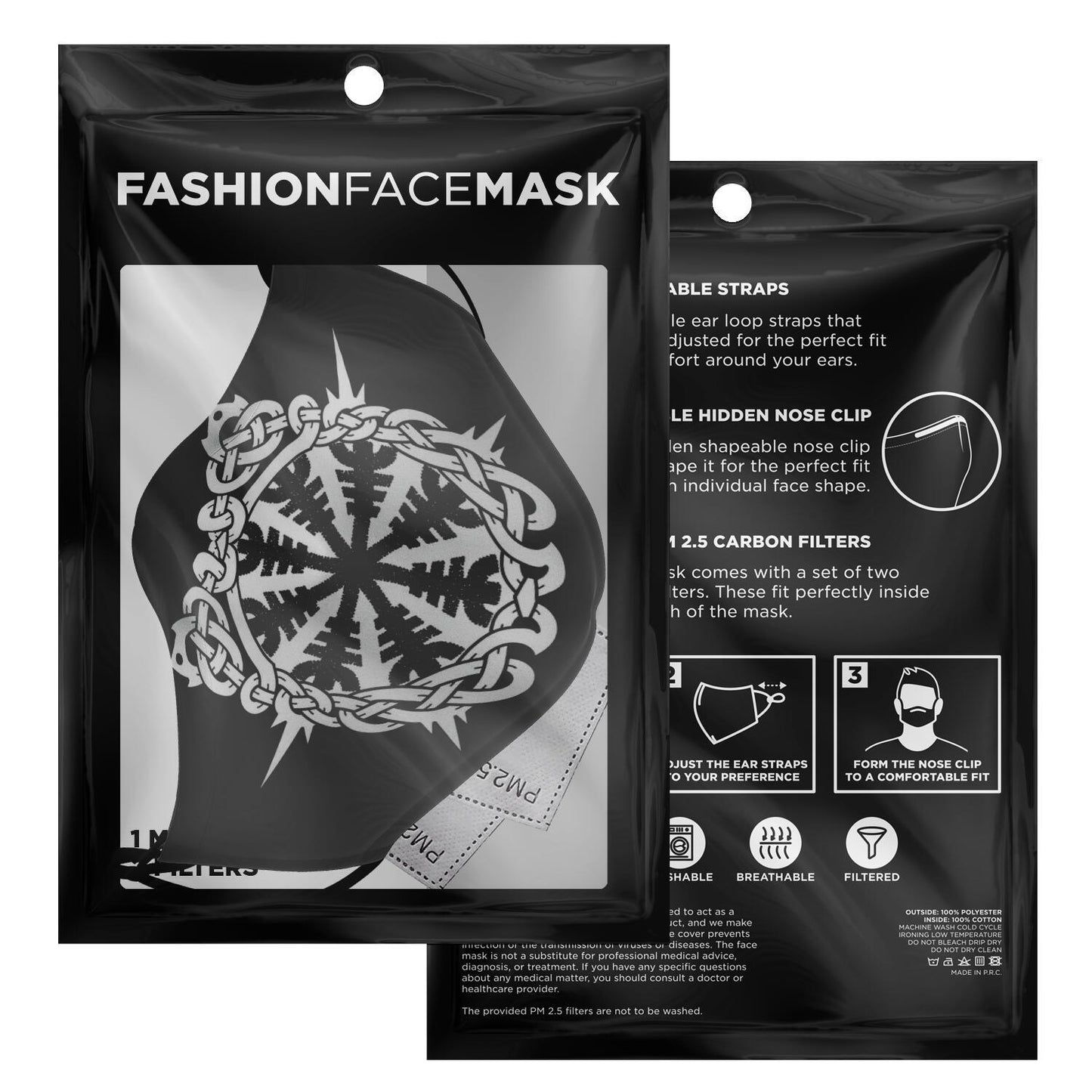 Helm of Awe Black Viking Face Mask Cover