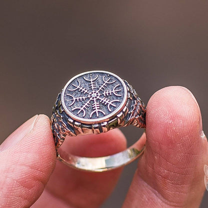 Helm of Awe Sterling Silver Ring - VikingsBrand