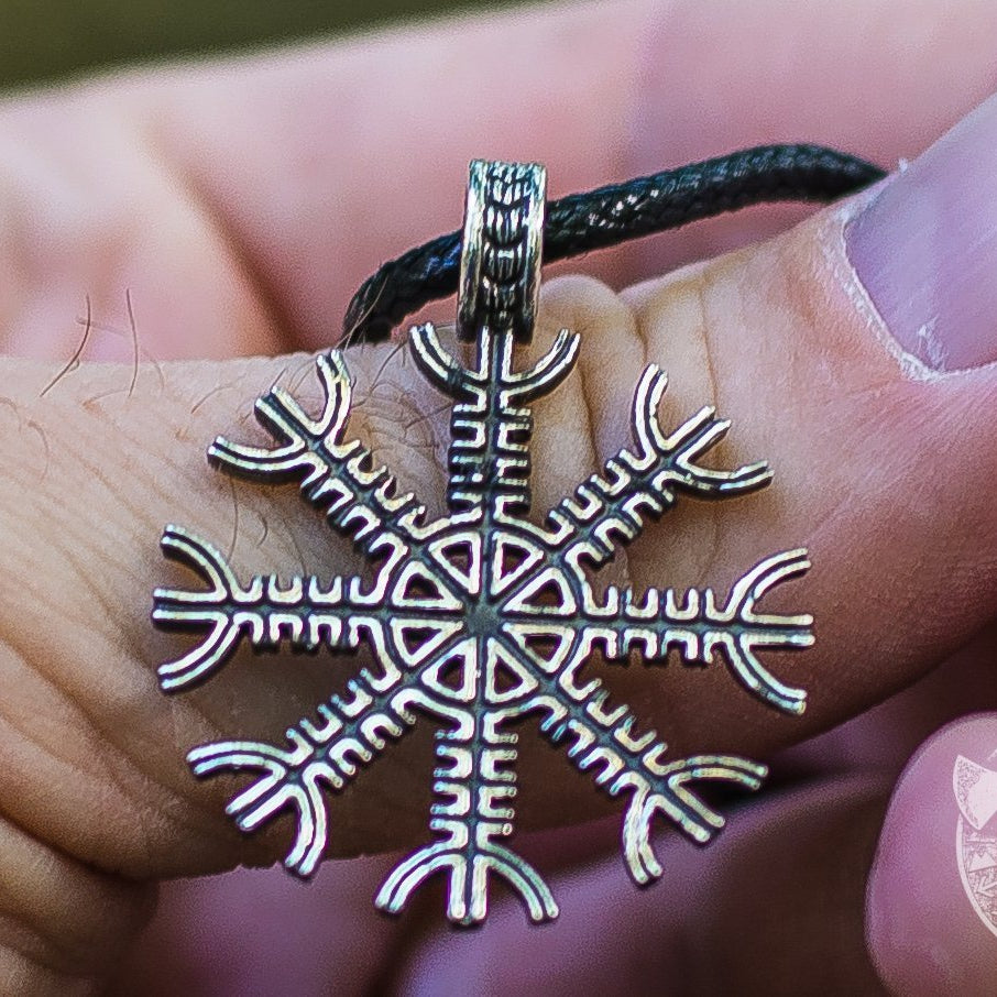Helm of Awe Symbol 925 Sterling Silver Pendant - VikingsBrand