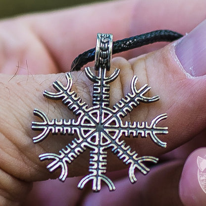 Helm of Awe Symbol 925 Sterling Silver Pendant - VikingsBrand