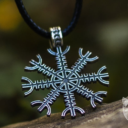 Helm of Awe Symbol 925 Sterling Silver Pendant - VikingsBrand