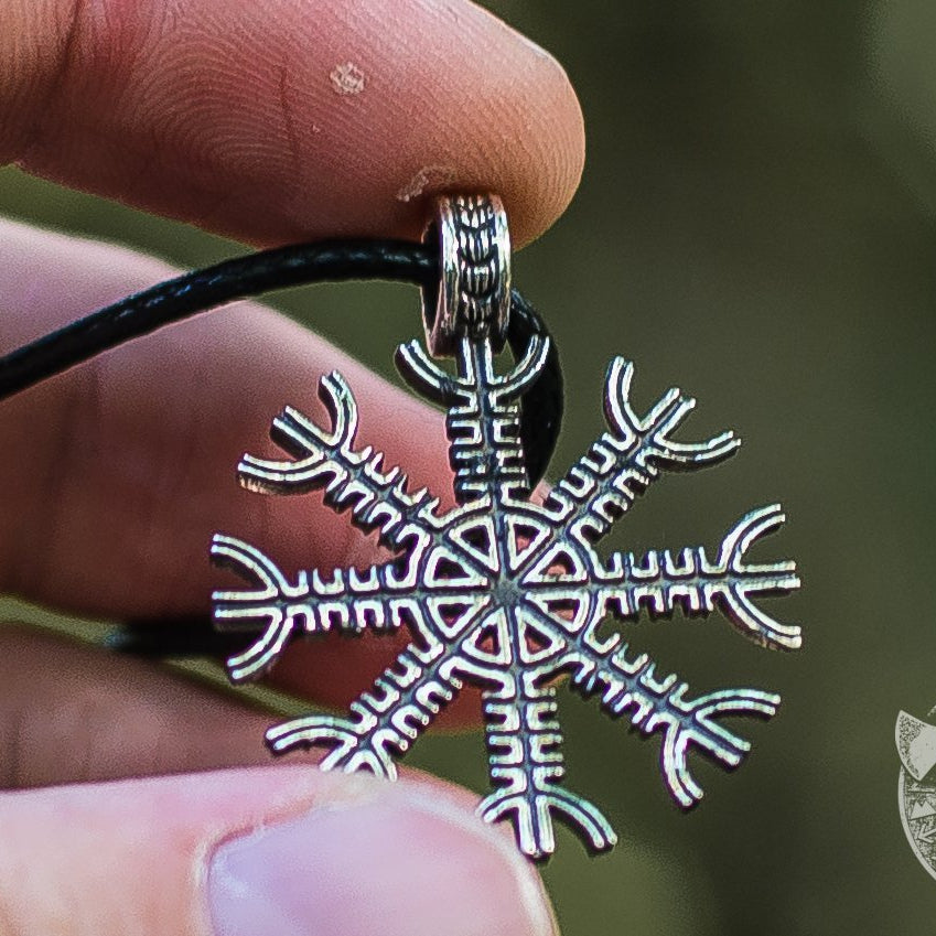 Helm of Awe Symbol 925 Sterling Silver Pendant - VikingsBrand