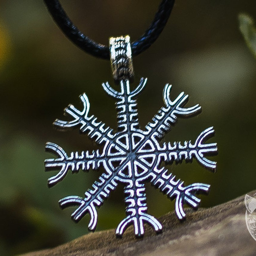 Helm of Awe Symbol 925 Sterling Silver Pendant - VikingsBrand
