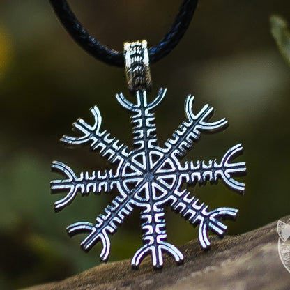 Helm of Awe Symbol 925 Sterling Silver Pendant - VikingsBrand
