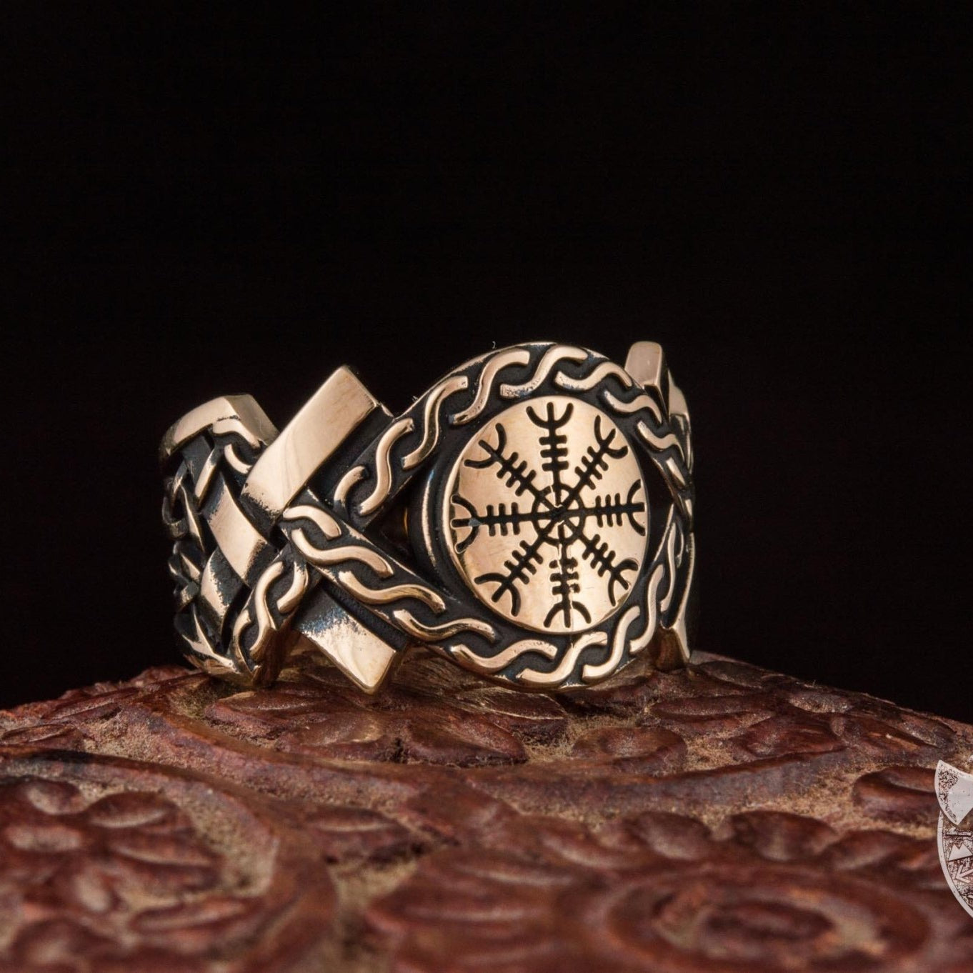 Helm of Awe Symbol Bronze Viking Ring