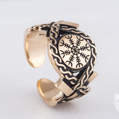 Helm of Awe Symbol Bronze Viking Ring