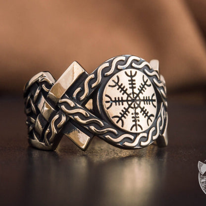 Helm of Awe Symbol Bronze Viking Ring