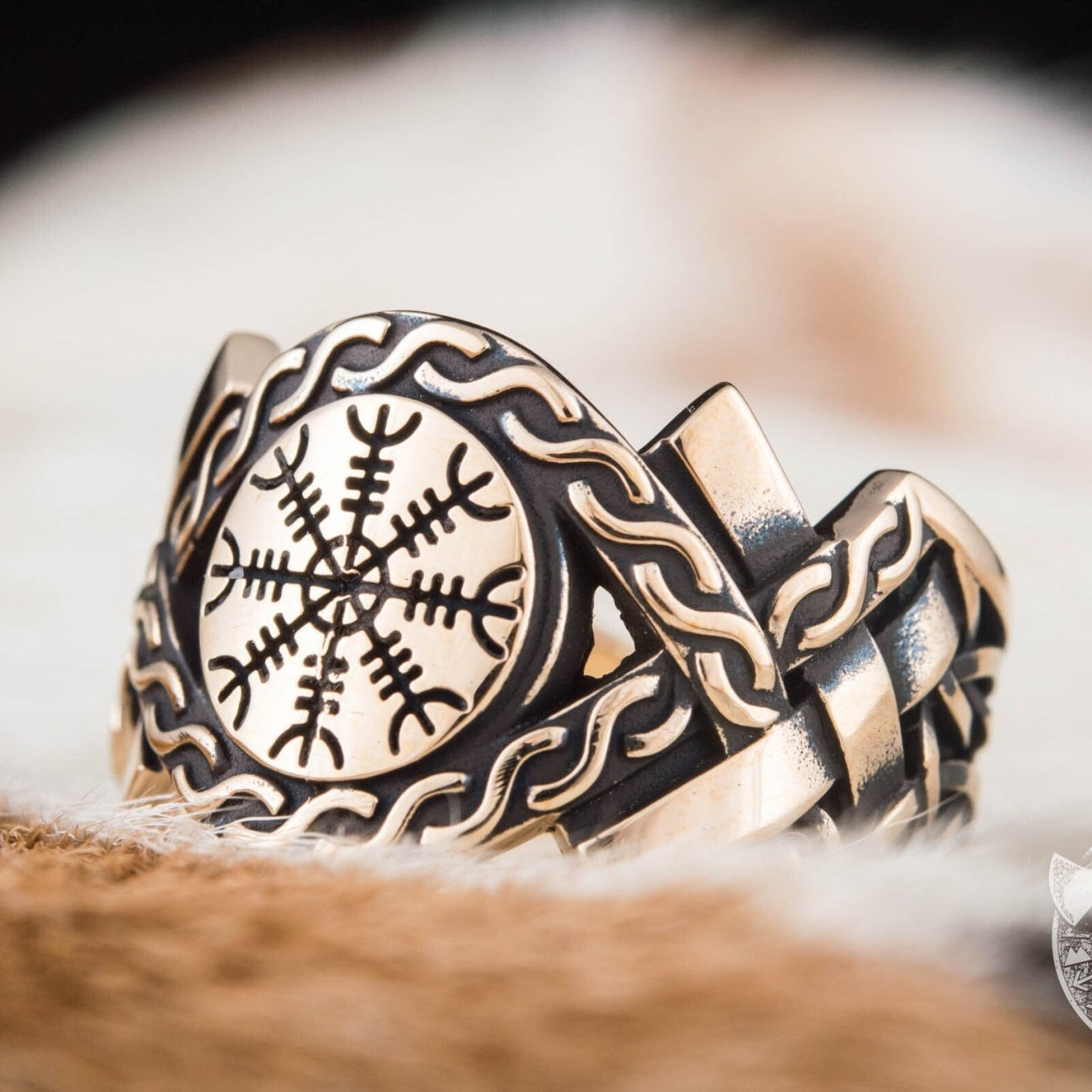 Helm of Awe Symbol Bronze Viking Ring