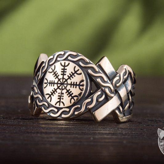 Helm of Awe Symbol Bronze Viking Ring