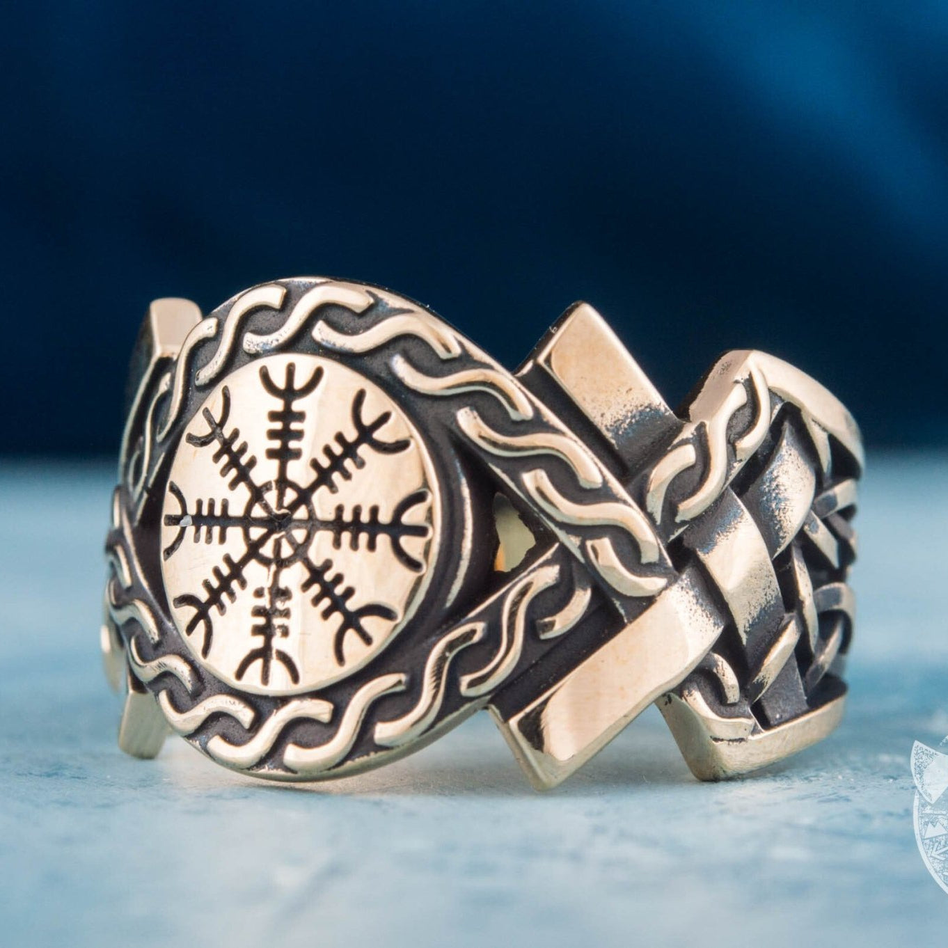 Helm of Awe Symbol Bronze Viking Ring