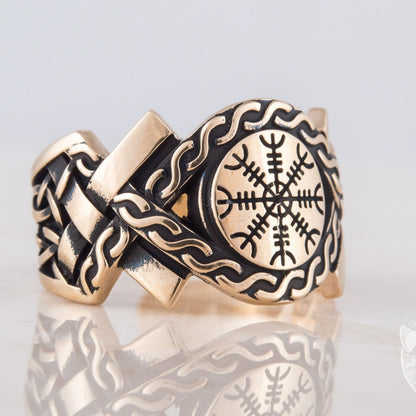 Helm of Awe Symbol Bronze Viking Ring