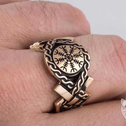 Helm of Awe Symbol Bronze Viking Ring