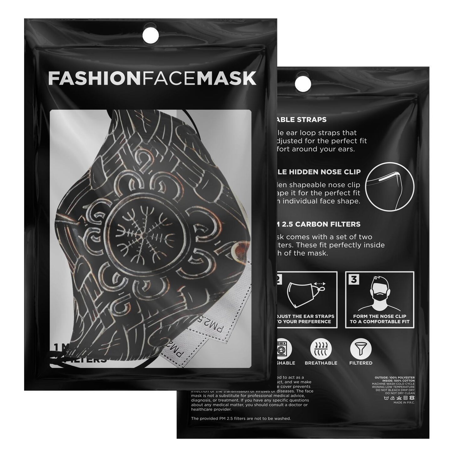 Helm of Awe Viking Face Mask Cover - Silver