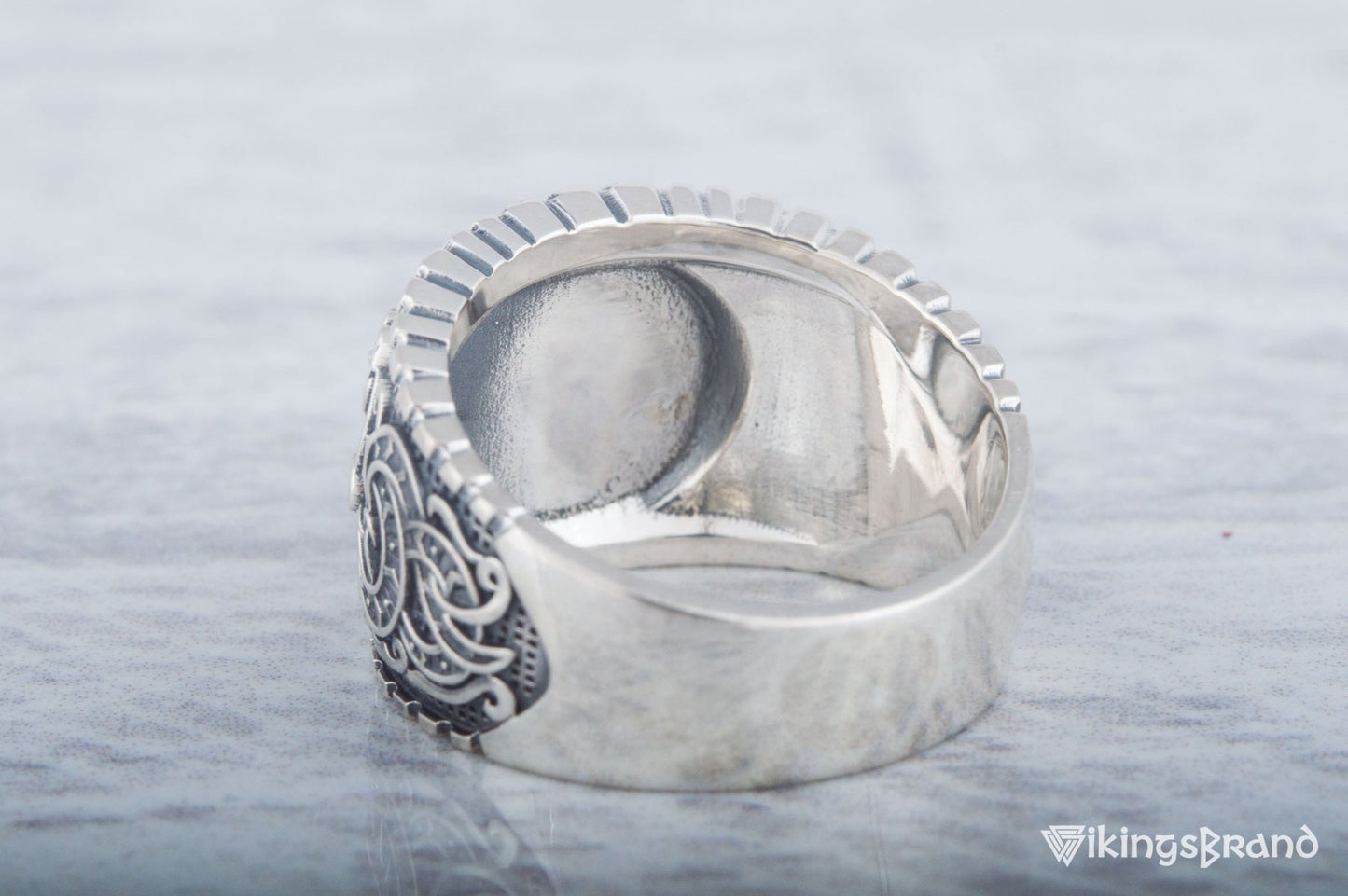 Helm of Awe Viking Symbol Ring with Viking Style Ornament Sterling Silver Jewelry