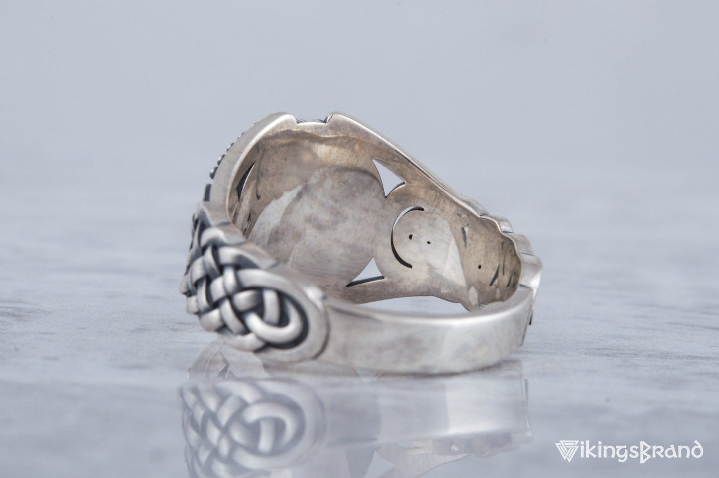 Helm of Awe Viking Symbol with Viking Ornament Sterling Silver Handmade Jewelry