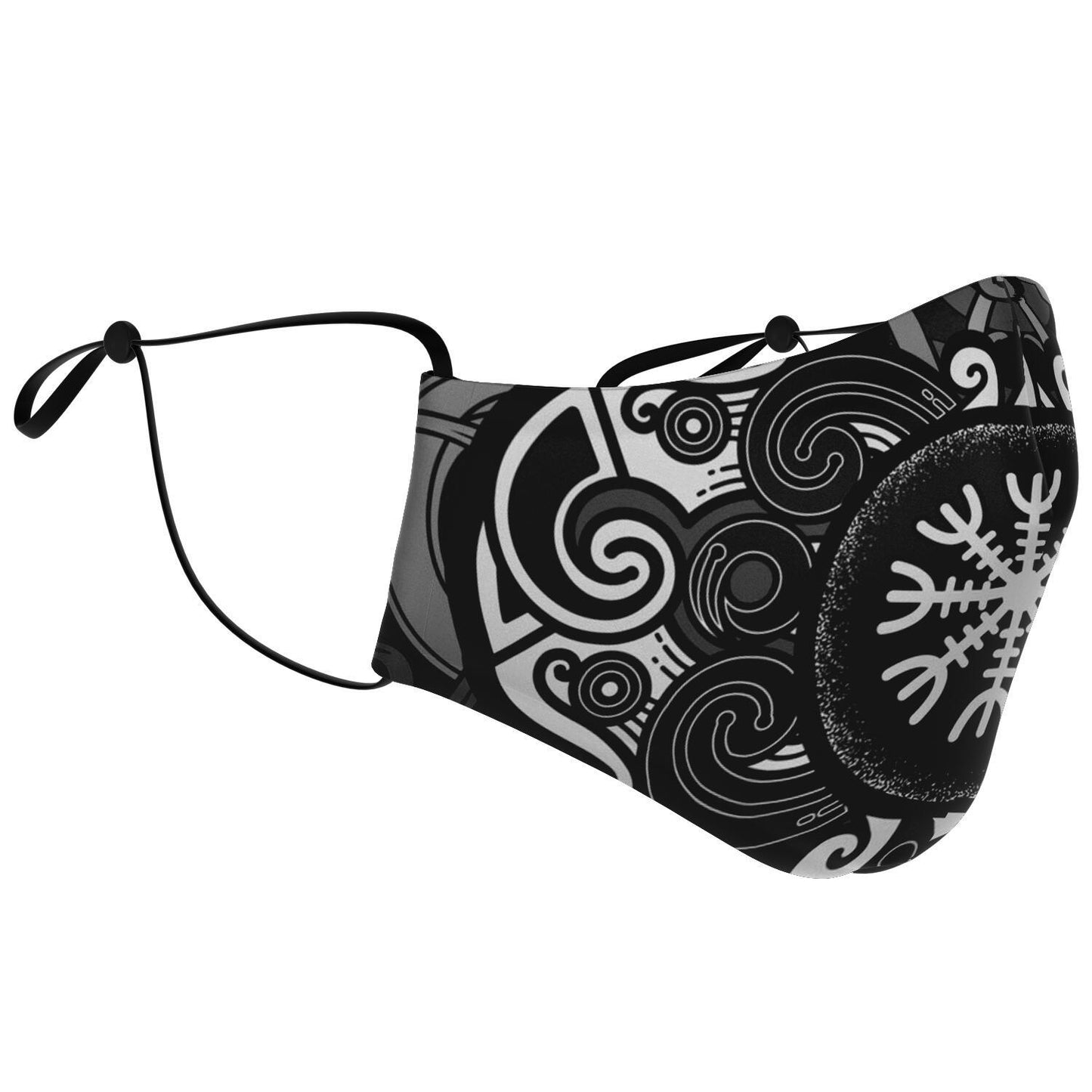 Huginn and Muninn Viking Face Mask Cover B&W