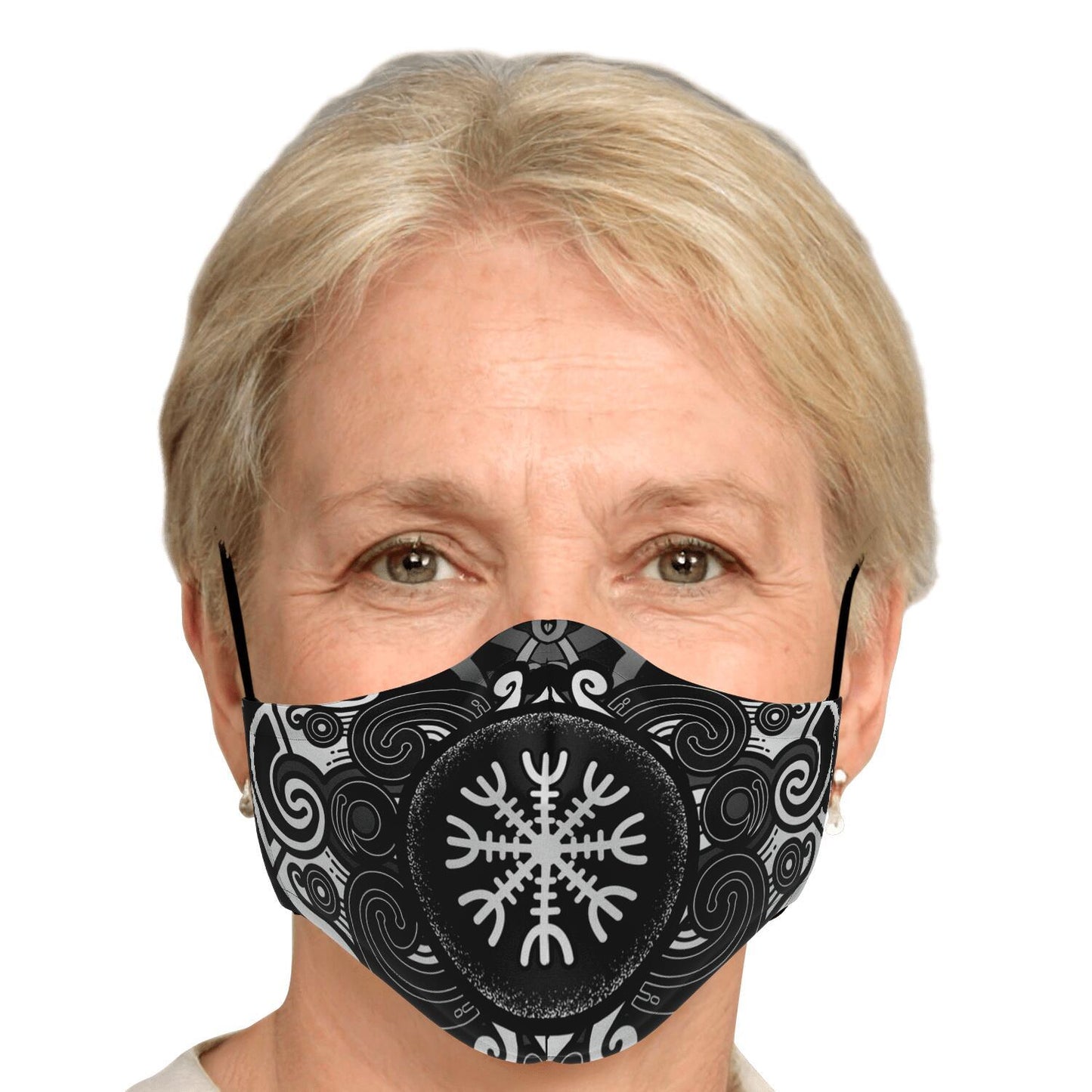 Huginn and Muninn Viking Face Mask Cover B&W