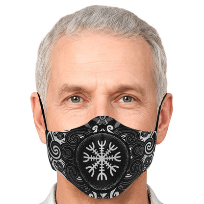Huginn and Muninn Viking Face Mask Cover B&W