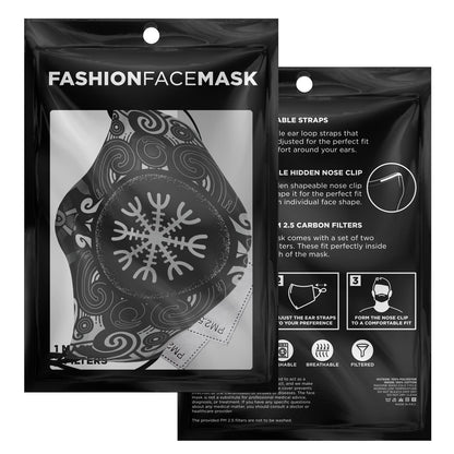 Huginn and Muninn Viking Face Mask Cover B&W