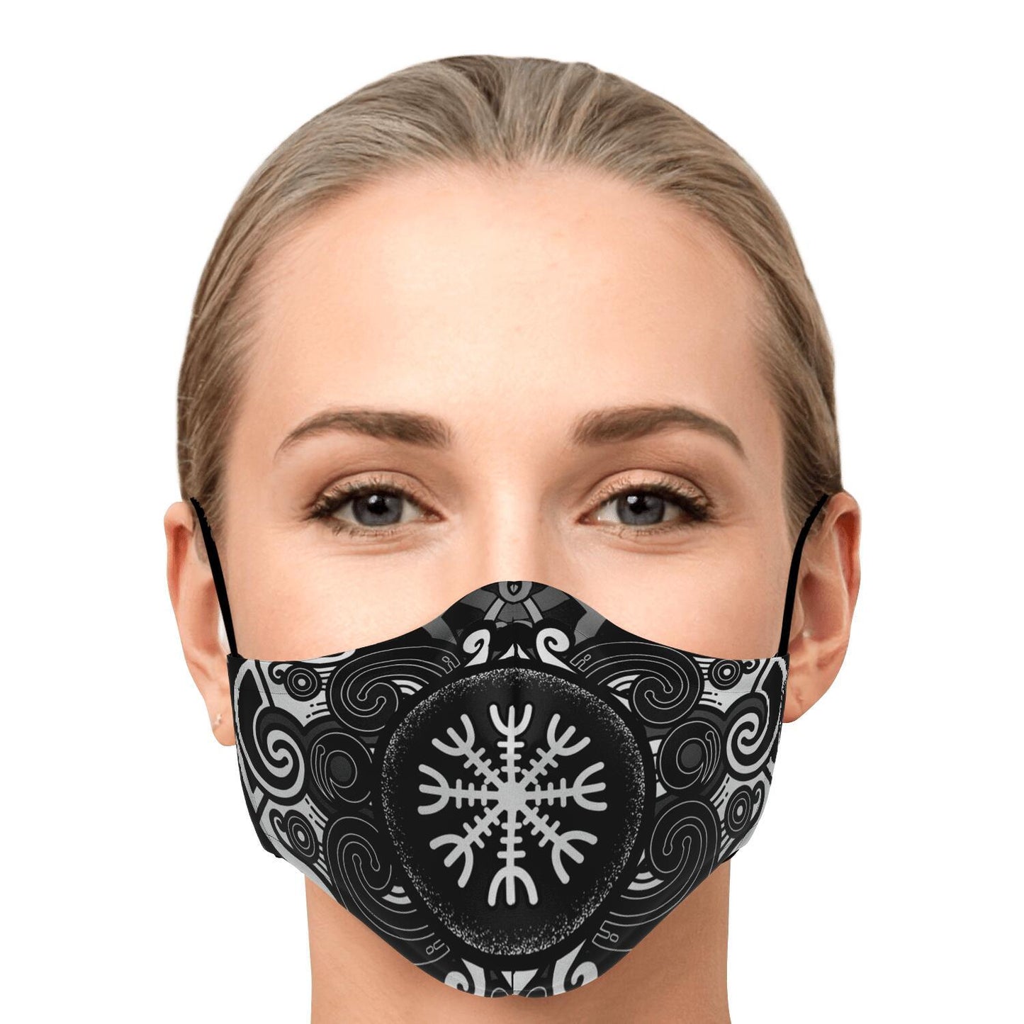 Huginn and Muninn Viking Face Mask Cover B&W