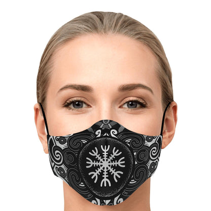 Huginn and Muninn Viking Face Mask Cover B&W