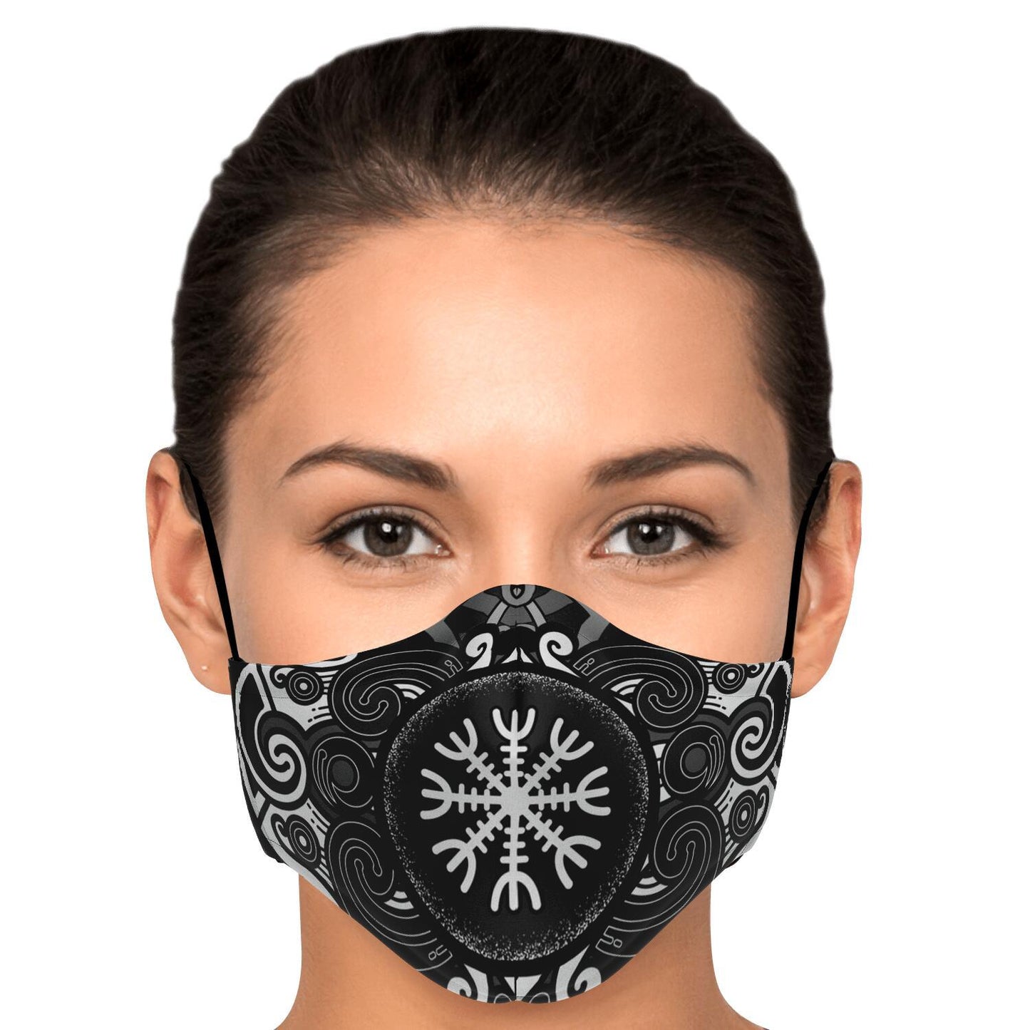 Huginn and Muninn Viking Face Mask Cover B&W