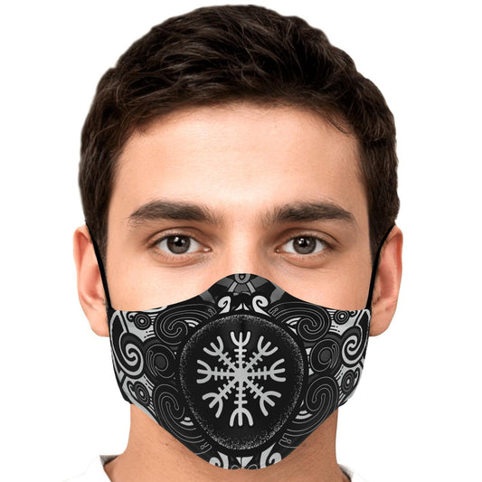 Huginn and Muninn Viking Face Mask Cover B&W