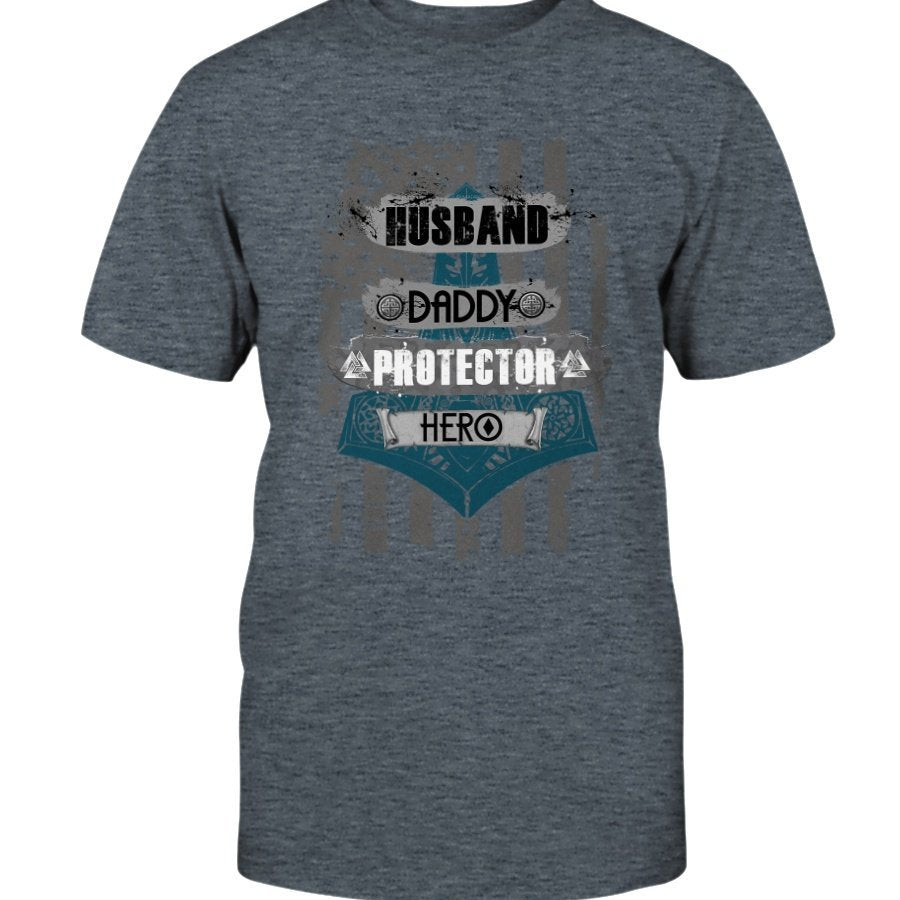Husband - Daddy - Protector - Hero Cotton T-Shirt - Light Camo