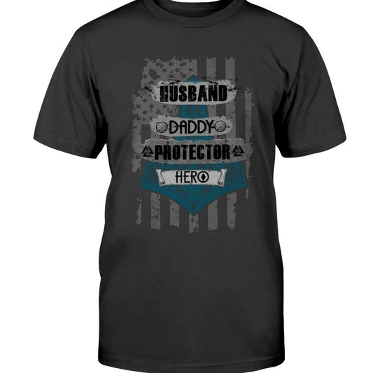 Husband - Daddy - Protector - Hero Cotton T-Shirt - Camo USA